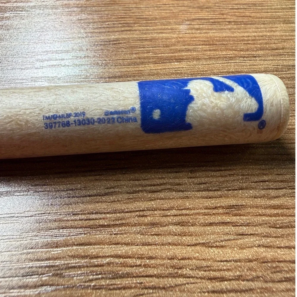 MLB Baseball Bat Ballpoint Pen Tan Wood‎ Grain Look Blue Logo 2019 Semison